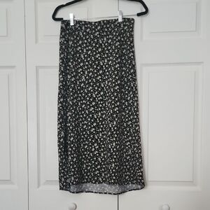 Rachel Zoe Black Midi Skirt with White Floral Print